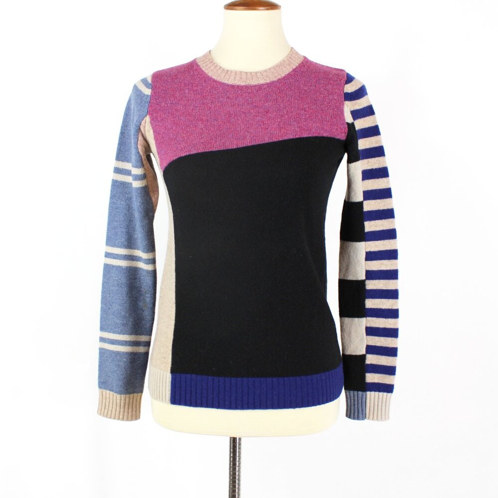 Isabel Marant Etoile Lambswool Color Block Stripe Crewneck Sweater 36 Pullover
